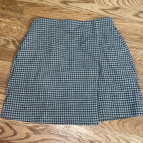 Houndstooth Patterned Lined Mini Skirt Grey/Dark Grey 6 #0066 - Picture 6 of 9